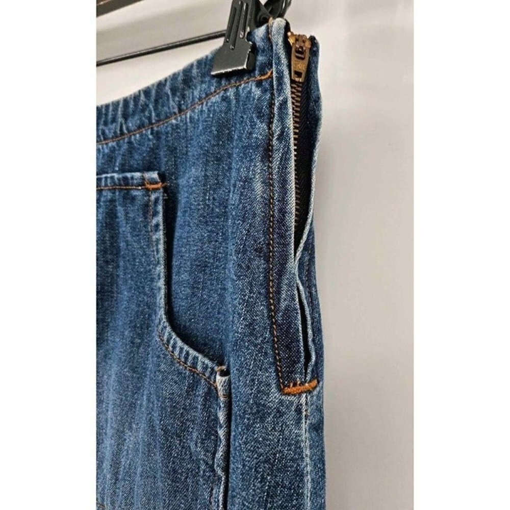 The Blues Womens 90s Denim Midi Skirt Raw Edge Hem Side Split Sz 7/8 - Picture 4 of 5